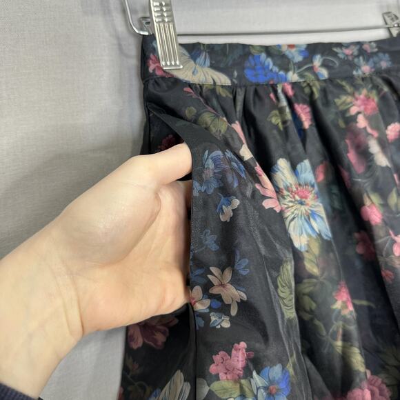 By Anthropologie Bubble Mini Skirt Womens XXS Black Dark Floral Fairy Whimsigoth - Picture 3 of 11
